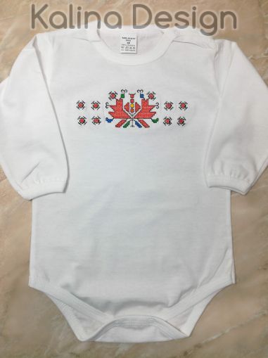 Бебешко боди с бродерия българска Шевица модел 3 дълъг ръкав