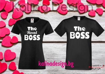 Комплект забавни тениски The BOSS/ The Real BOSS