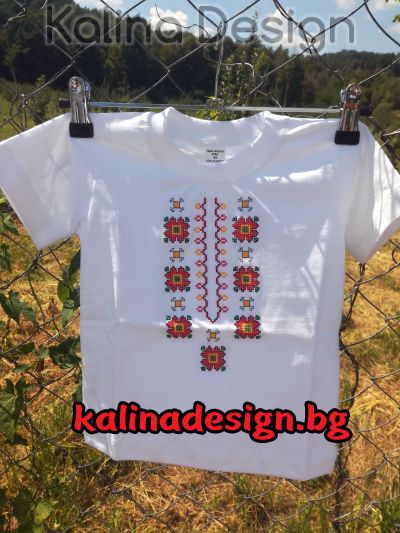 Детска тениска с бродерия българска Шевица 